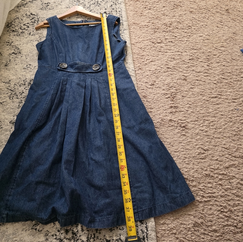 Vintage 90s Robbie Bee Midi Denim Skirt Button Cinched Front Wmns 10 Cotton Boho - Picture 4 of 6